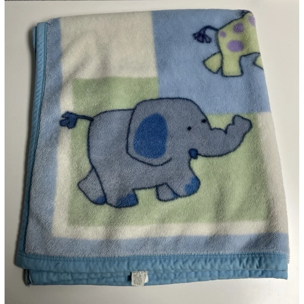VTG Kidsline Baby Blanket Microplush‎ Animals Rhino Giraffe Elephant Lion Bear
